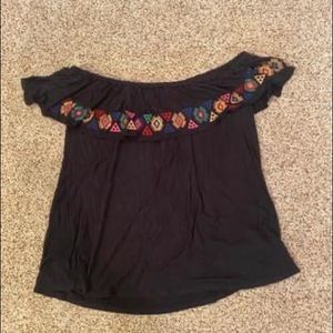 Black with Geometric Detail Cold Shoulder